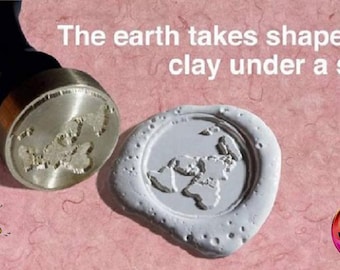 Flat Earth Clay Wax Stamp Seal Vintage Laser Cutter Geometrical Pattern World Map Model Dome Firmament Azimuthal Equidistant Realm Terra GOD