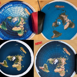 New Flat Earth Weltkarte Mousepad PC Tischset Maus Geographie Pad Matrix UN Gaming Room Blau Gleason Firmament Antarktis NASA liegt