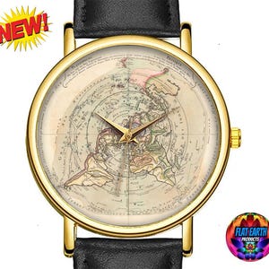 Philippe Buache's platte aardekaart polshorloge 1730 World Realm Terra Plane Quartz Unisex mannen horloge Hebreeuws kosmologie oude vintage kunst cadeau ZELDZAAM