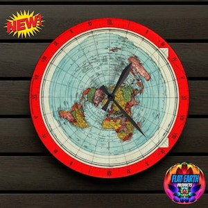 Flat Earth (Europa) Gleason 24-uurs mechanisme wandklok 1892 wereldkaart hele dag acryl horloge decor bijbelse kosmologie samenzwering ZELDZAAM cadeau