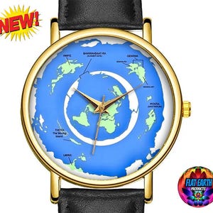 Montre-bracelet carte de la terre plate au-delà du mur de glace montre monde royaume de Gleason avion Antarctique Terra Infinita unisexe noir bijoux cadeau