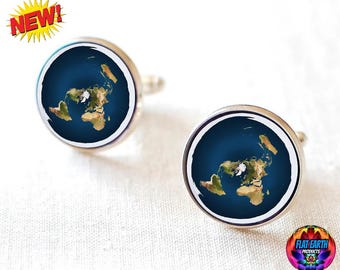 Flat Earth Cufflinks Gleason World Map Hyperborea Rupes Nigra Cuff Links Prague Astronomical Clock Globe Sun Planet Men Wedding Travel Gift