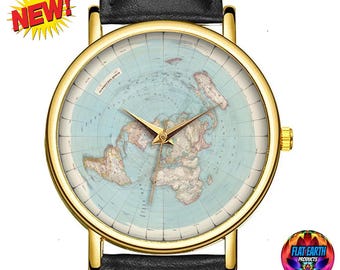 Henze's Erd-Globus Flat Earth Wristwatch 1891 Map Watch World Adolf Gleason Like Art Realm Fake Globe Cartography Men Unisex Jewelry HD Gift