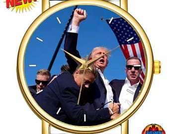 Donald Trump MAGA Armbanduhr Still Standing Kundgebung Shooting Quarzuhr 2024 Attentat Gedenk 2025 Unisex Männer SELTENES Geschenk