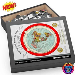 1000 Teile Puzzle Neue Standardkarte der Welt Jigsaw von Gleason's 1892 Flat Earth Holzkiste Erwachsene Kinder DIY Spielzeug Einzigartige Qualität Geschenk Spiele