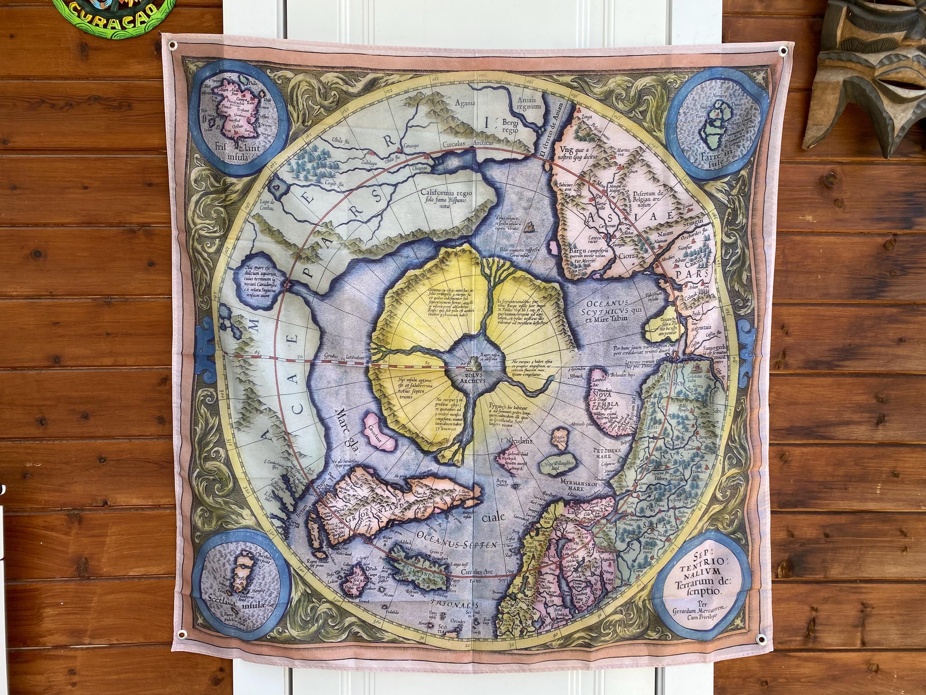 XXL ハイパーボレア 1570 旗 メルカトル フラットアース 世界地図 高