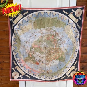 XXL Flat Earth Flagge Urbano Monte 1587 Weltkarte Großes Hochwertiges HD Allwetter Terra Realm Nordpol Eden Antarktis Vintage Dekoration Geschenk