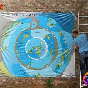 Nuevo mapa del mundo de la Tierra plana XL Bandera Más allá del muro de hielo de la Antártida V1 Póster Terra Infinita Más Lnad Reino extraterrestre Decoración Regalo de habitación