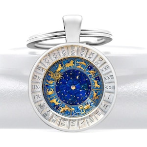 Venetië astronomische klokkentoren sleutelhanger hanger goud cadeau plat aarde kaart model sieraden glazen koepel middeleeuwse sleutelhanger Italië San Marcoplein