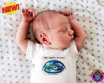 Baby Flat Earth Bodysuit 0-24M Black White Newborn FE World Map Terra Realm Model Boy Girl Body Clothes Toddler Infant One Body Piece Romper