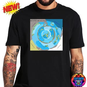 Más Tierra Más Allá de la Antártida Camiseta Tierra Plana V1 Unisex Hombres Camiseta Moda Camisetas Negras Camiseta Casual Realm Ice Wall Terra Infinita World Gift