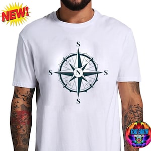 Kompass flache Erde T-Shirt überall ist Süden T-Shirt Männer Mode schwarz weiß 3XL Baumwolle Welt Flugzeug Unisex T-Shirt Schwerkraft Hoax Tshirt FE Geschenk