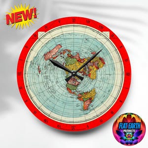 Flat Earth (VS) Gleason 24-uurs mechanisme wandklok 1892 Wereldkaart volledige dag acryl horlogedecor Merch Bijbels kosmologie samenzwering geschenken
