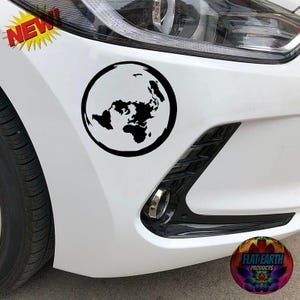 6 inch FLAT EARTH Sticker kaart vliegtuig 16,2 cm model grote auto sticker Zwart zilver raamdecoratie Azimuthal equidistant wereldrijk wereldbol