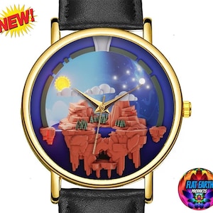 Hebreeuws kosmologie platte aarde horloge wereldkaart horloge oude joodse bijbelse rijk christelijke JHWH Yahweh Israëlitische mannen Unisex sieraden cadeau