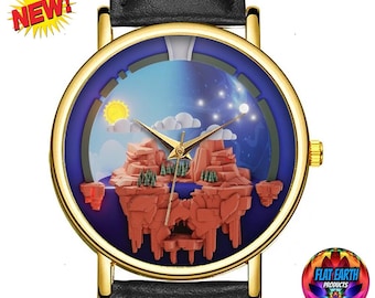 Hebrew Cosmology Flat Earth Wristwatch World Map Watch Ancient Jewish Biblical Realm Christian YHWH Yahweh Israelite Men Unisex Jewelry Gift