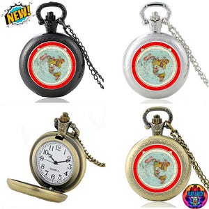 Flat Earth Vintage zakhorloge Alex Gleason 1892 New Standard Wereldkaart Hyperborea Clock Urbano Monte-hanger The Moon Antieke geschenken