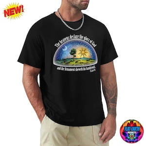 Platte Aarde T-Shirt Psalm 19:1 De Hemel Firmament Koepel Katoen Unisex Mannen Zwart Wit Grijs Tee Tops Casual T-shirt Bijbelse God Hebreeuws Gift