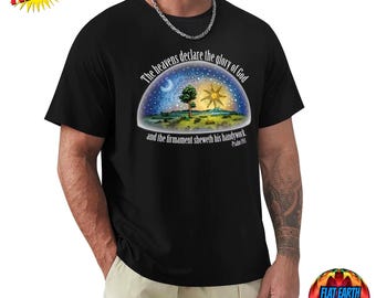 Flat Earth T-Shirt Psalm 19:1 The Heavens Firmament Dome Cotton Unisex Men Black White Gray Tee Tops Casual Tshirt Biblical God Hebrew Gift