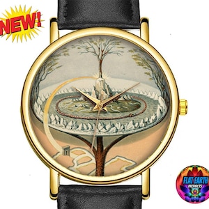 Yggdrasill Polshorloge Platte Aardekaart 1859 Mundane Tree in Noorse Mythologie Wereld Horloge Firmament Dome Finnur Magnússon Life Men Vintage Gift