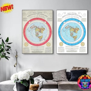 Remasterizado en ruso: Mapa del mundo estándar nuevo de Gleason RU Flat Earth Canvas HD Poster 1892 Alexander XXL Wall Art Painting Decor Print Русский