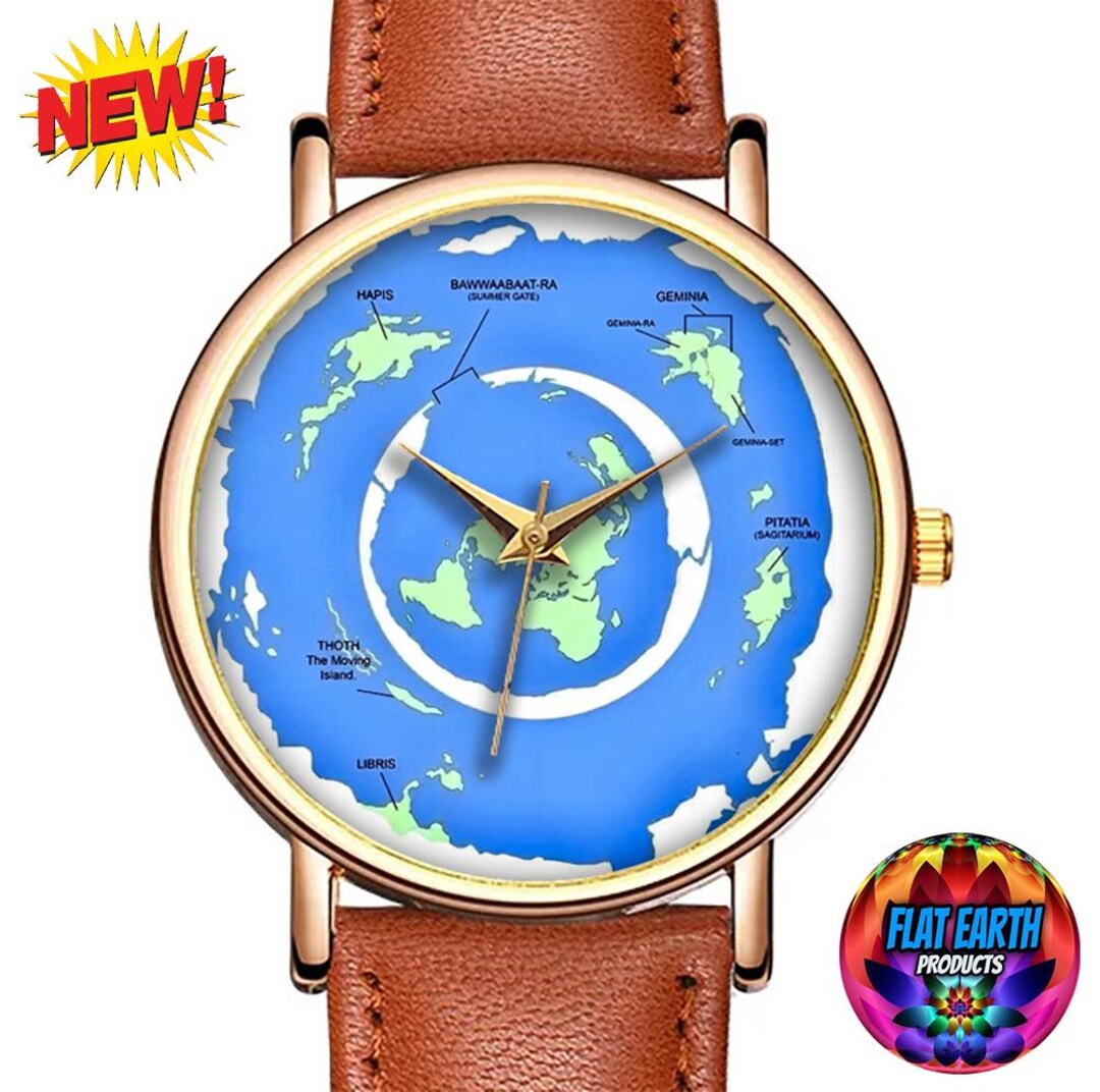 More Land Flat Earth Map Wristwatch Beyond the Ice Wall Watch World ...