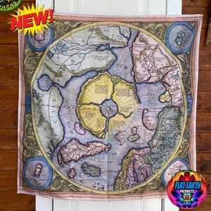 Hyperborea 1570 Flagge Mercator Flache Erde Weltkarte Hochwertige Terra Realm Plane Nordpol Garten Eden Mount Meru Rupes Nigra Geschenk