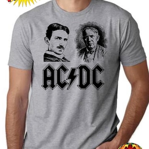 AC DC Nikola Tesla Thomas Edison T-Shirt Herren Mode Schwarz Weiß Grau 100% Baumwolle Physik Ingenieur Freie Spule Energie Wissenschaft Flache Erde Geschenke
