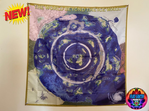 XL フラットアース ワールドマップ フラッグ V2 南極の氷壁の向こう側