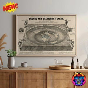 Vierkante en stationaire XXL platte aardekaart Orlando Ferguson katoenen canvas 1893 wereldposter vliegtuig muurkunst HD schilderij model decor bijbel ZELDZAAM