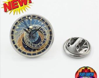 Prague Astronomical Old Clock Lapel Pin Czech Orloj Map Dome Badge Jewelry Bag jacket Stainless Steel Collar Pins Gift Firmament Astronomy