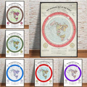 XXL Flat Earth Leinwand Poster Neue Standard Weltkarte Alex Gleason's 1892 Flugzeug HD Wand Kunst Malerei Antike Dekor Firmament Dome Bibel