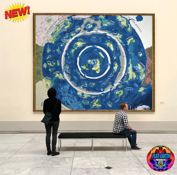 XXL Canvas Poster V2.0 World Beyond the Ice Wall Flat Earth Map