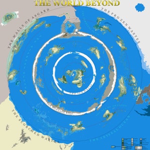 V3.0 Die Welt jenseits der Eiswand Hi-Res Digital Download Flache Erde Karte Jenseits des extraterrestrischen Antarktis-Territoriums Weltraum Druckbare NASA