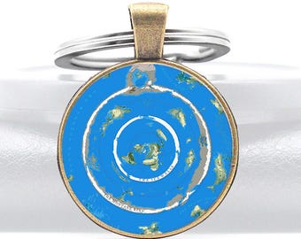 World Beyond The Ice Wall Keychain V3.0 Flat Earth Pendant Key Ring Tag Silver Gold Black Antarctica Map More Extra Territories Jewelry Gift