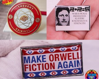 1984 Book Enamel Pin George Orwell Dystopian Literature Ingsoc War Peace Freedom Slavery Metal Badge Lapel 2+2=5 MAGA Lapel Thought Criminal