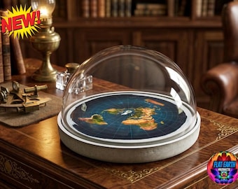 Flat Earth Model World Map Large Wood Display Gleason Hyperborea Eden UN Relam Dome Firmament Hand-Made Snowglobe Art Great Awakening Gift X