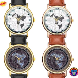 Alexander Gleason's horloge nieuwe standaard kaart van de wereld platte aarde polshorloge wit retro vliegtuig rijk 1892 uniseks zwart bruin sieraden cadeau X