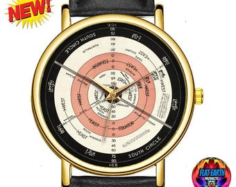 John George Abizaid Flat Earth Wristwatch New Correct Stationary World Map Realm Plane Watch 1920 Cartography Art Unisex Clock Jewelry Gift