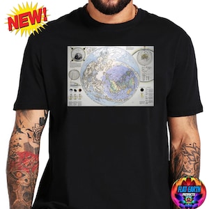 Camiseta con mapa de la luna y plasma de la Tierra plana, camiseta unisex para hombre, camisetas negras a la moda, camiseta informal, Reino Terra Infinita ONU Antártida HD Plasma World Gift
