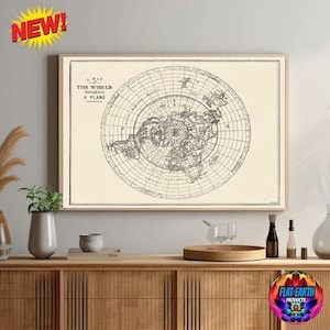 Flat Earth canvasafdruk een kaart van de wereld Shewing it to be a Plane Vintage 1893 HD Wall Art Poster Decor Gleason's VN-logo Cosmographical X
