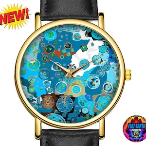 Terra Infinita-polshorloge Platte aarde Meer land en verder Wereldrijk kaart horloge extra gebieden Plasma maan Terra bijbelse klok Unisex cadeau