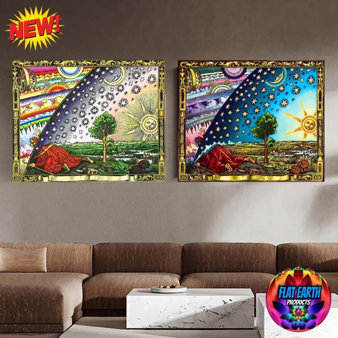 Flammarion Engraving 1888 Flat Earth World Map Poster Canvas