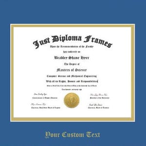 Tapete de diploma personalizado de color azul