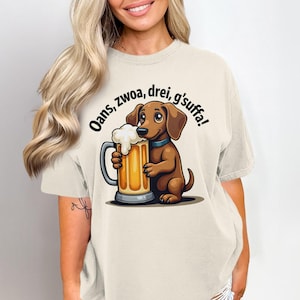 Dachshund Beer T-Shirt, German Numbers, Drinking Shirt, Funny Dog Tee, Cute Cartoon Dog, Oktoberfest Shirt, Unique Design, Gift For Dog