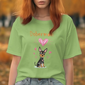 Doberman T-Shirt, Cute Dog Tee, Heart T-Shirt, Dog Lover Gift, Pet T Shirt, Doberman Mom T-Shirt, Dog Graphic Tee, Animal T Shirt
