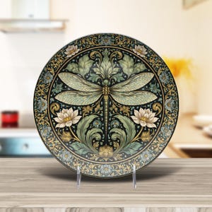 William Morris Dragonfly Decorative Plate | Unbreakable, USA Made image 5