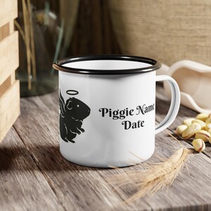 Taza de esmalte conmemorativa de conejillo de indias, taza de campamento de conejillo de indias ángel, regalo para amantes de los animales, taza de esmalte para exteriores en memoria de una mascota
