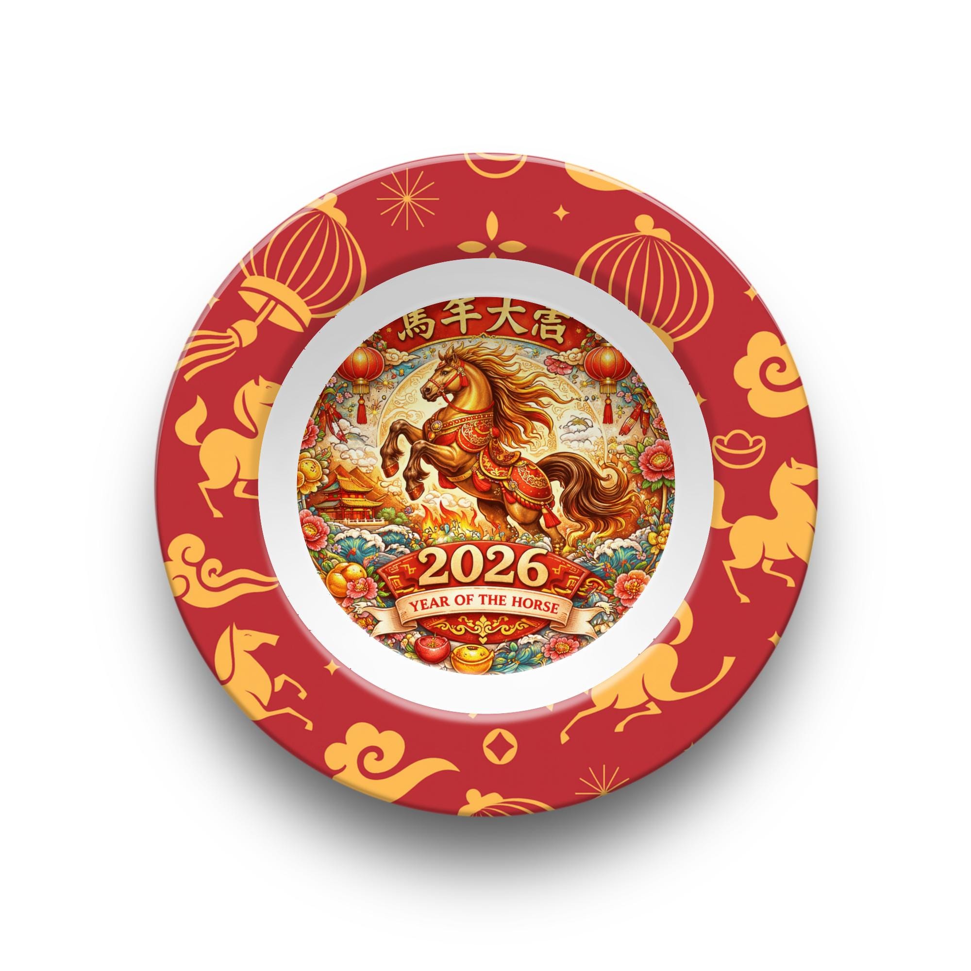 Chinese New Year 2026 Year of the Horse Bowl | 16oz Red & Gold