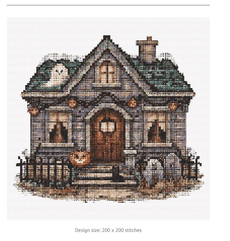 Haunted House Cross Stitch Pattern PDF | Halloween Cottage | Spooky ...